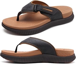 KuaiLu Mens Orthotic Cushion Flip Flops Athletic Recovery Walking Sandals