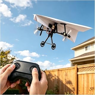 Virellia 1-Pcs DIY RC Paper Airplane Kit for Hobbyists, Pilots & Beginners | DIY Remote Control Airplane Kit for Kids Adults, Easy to Fly with Gyro Stabilizer, Dual Propellers, Lightweight, Foldable