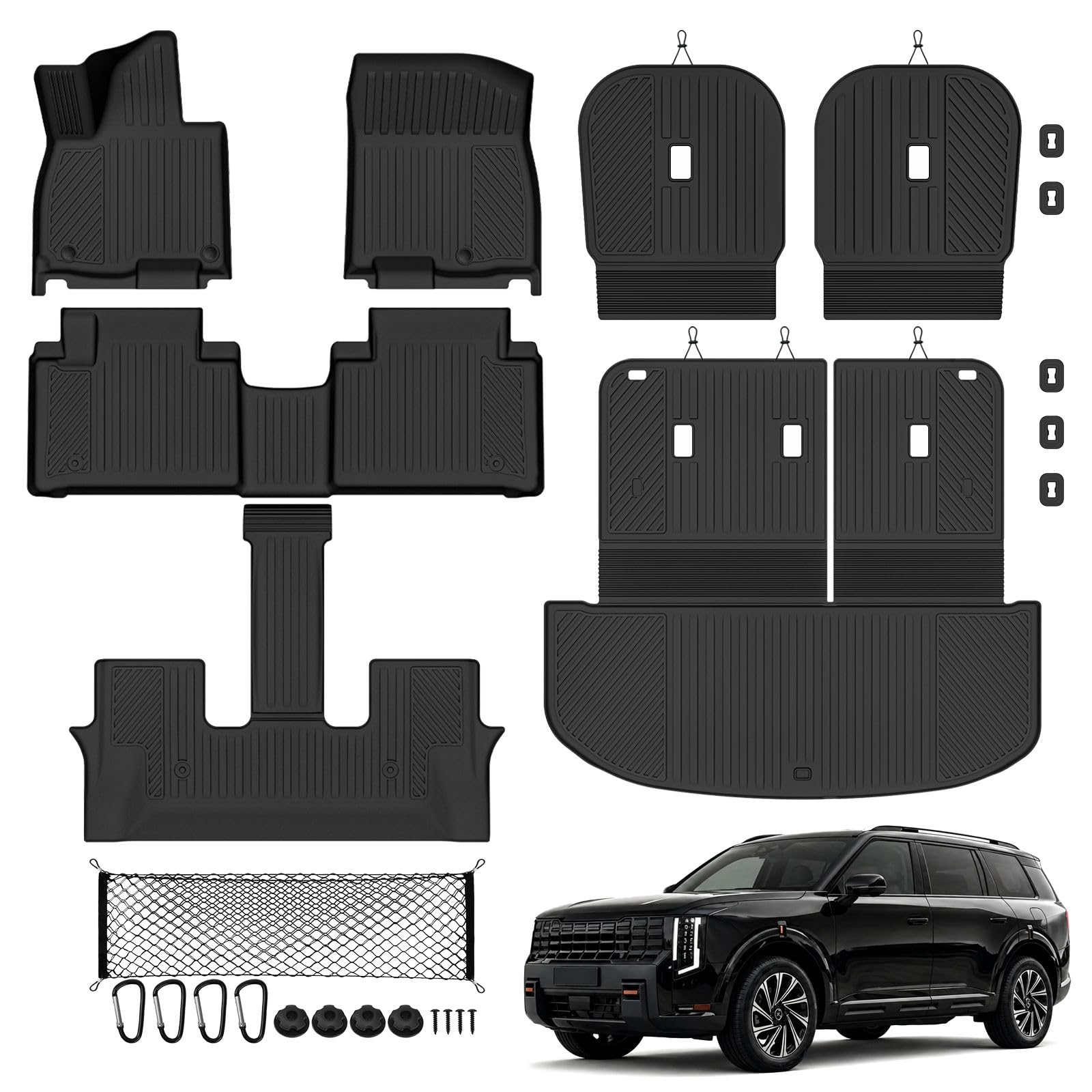 Tongama Floor Mat Set for 2027 Kia Telluride Hybrid 7 Seat/Bucket Seats | (Not f