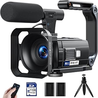 CAMWORLD 5K 56MP Camcorder Video Camera for YouTube Vlogging Night Vision | WiFi, 3'' 270° Touchscreen, External Microphone, Stabilizer, Remote, 2 Batteries, 32GB SD Card, Tripod