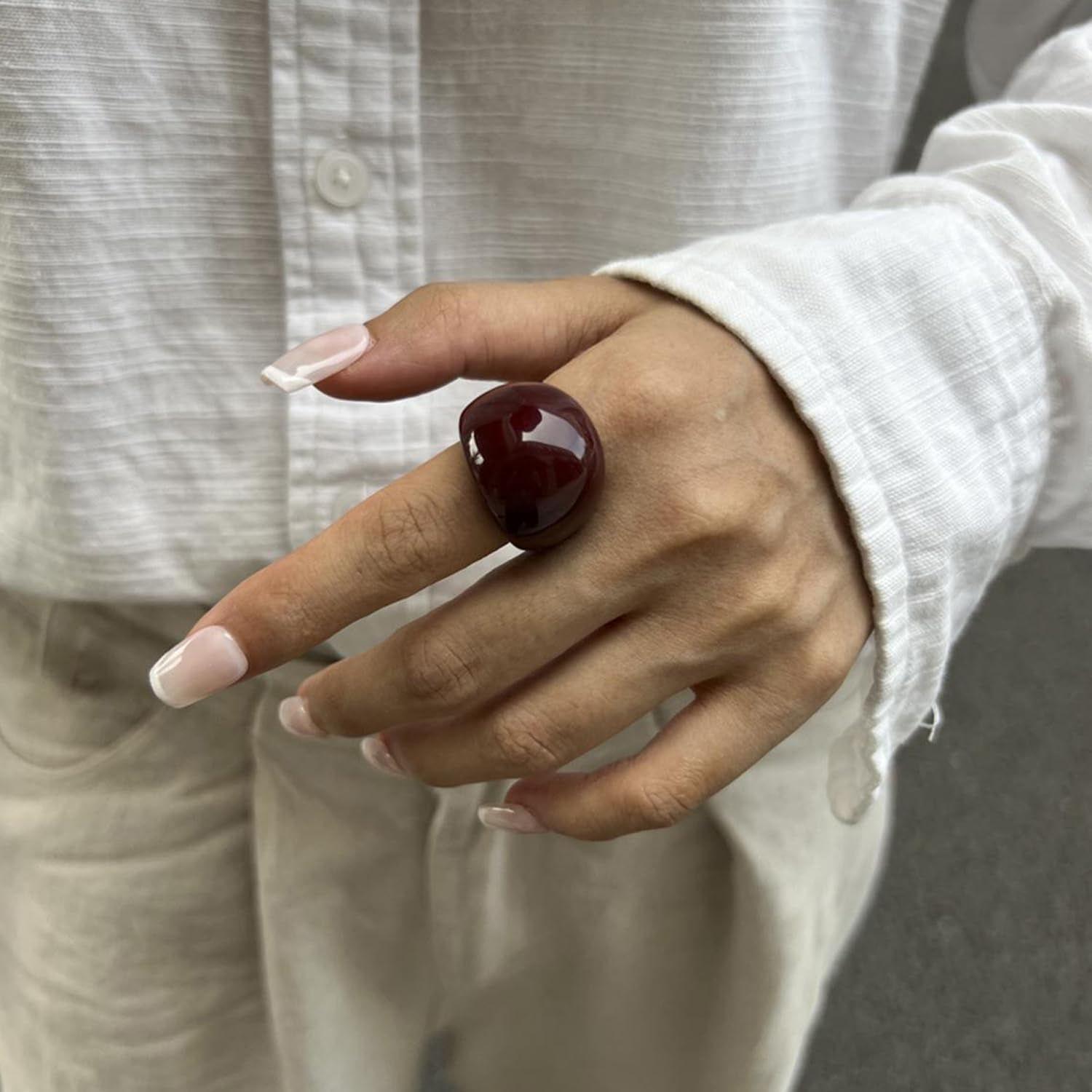 1 x Transparent Multi-Coloured Resin Rings Exaggerate Oversized Candy Colour Dom