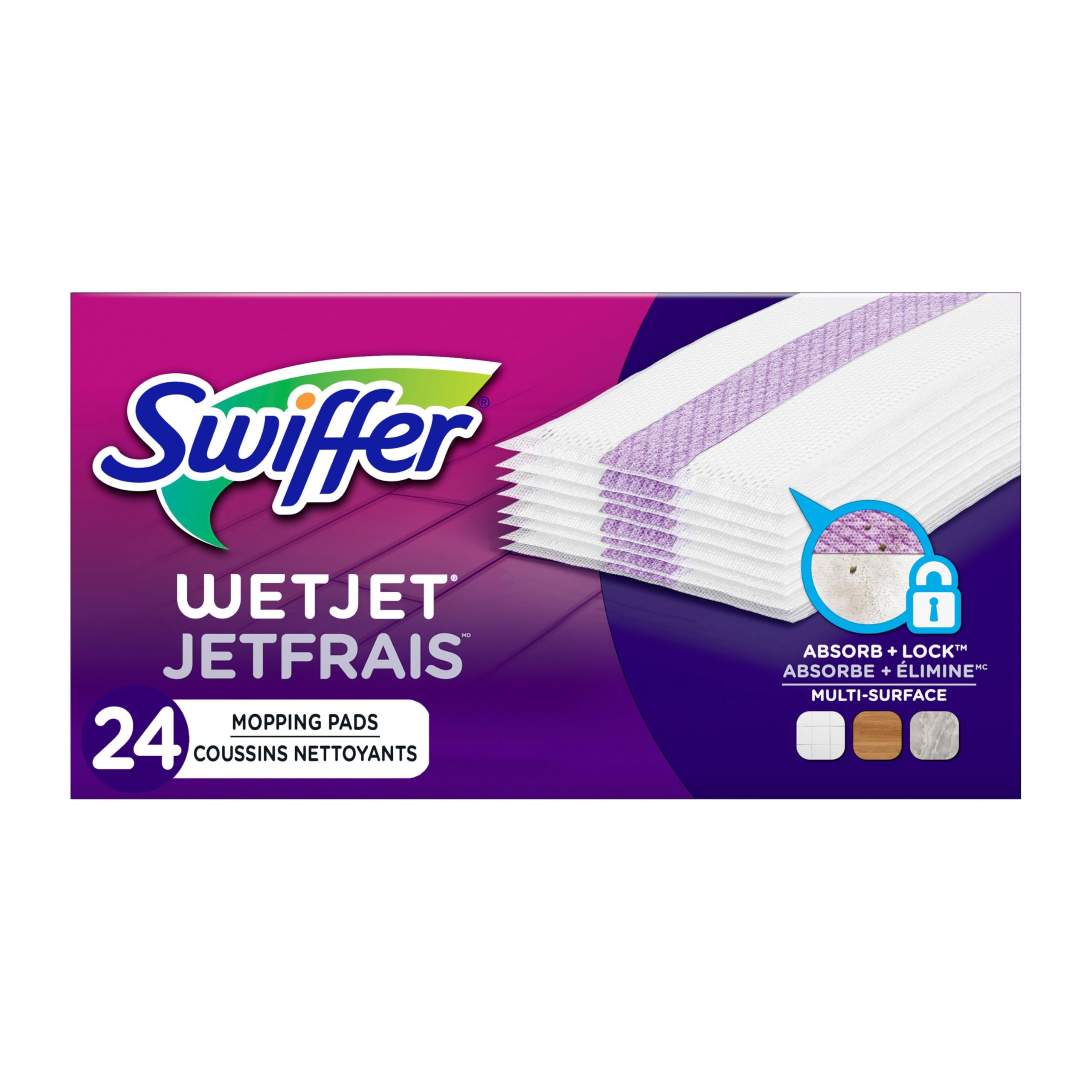 Swiffer WetJet Spray Mop Multi-Surface Floor Cleaner Pad Refill, 24 Count
