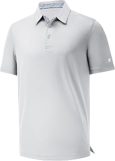 Mens Polo Shirts Short Sleeve Casual Solid Stylish Dry Fit Performance Collared Golf Polo Shirts for Men