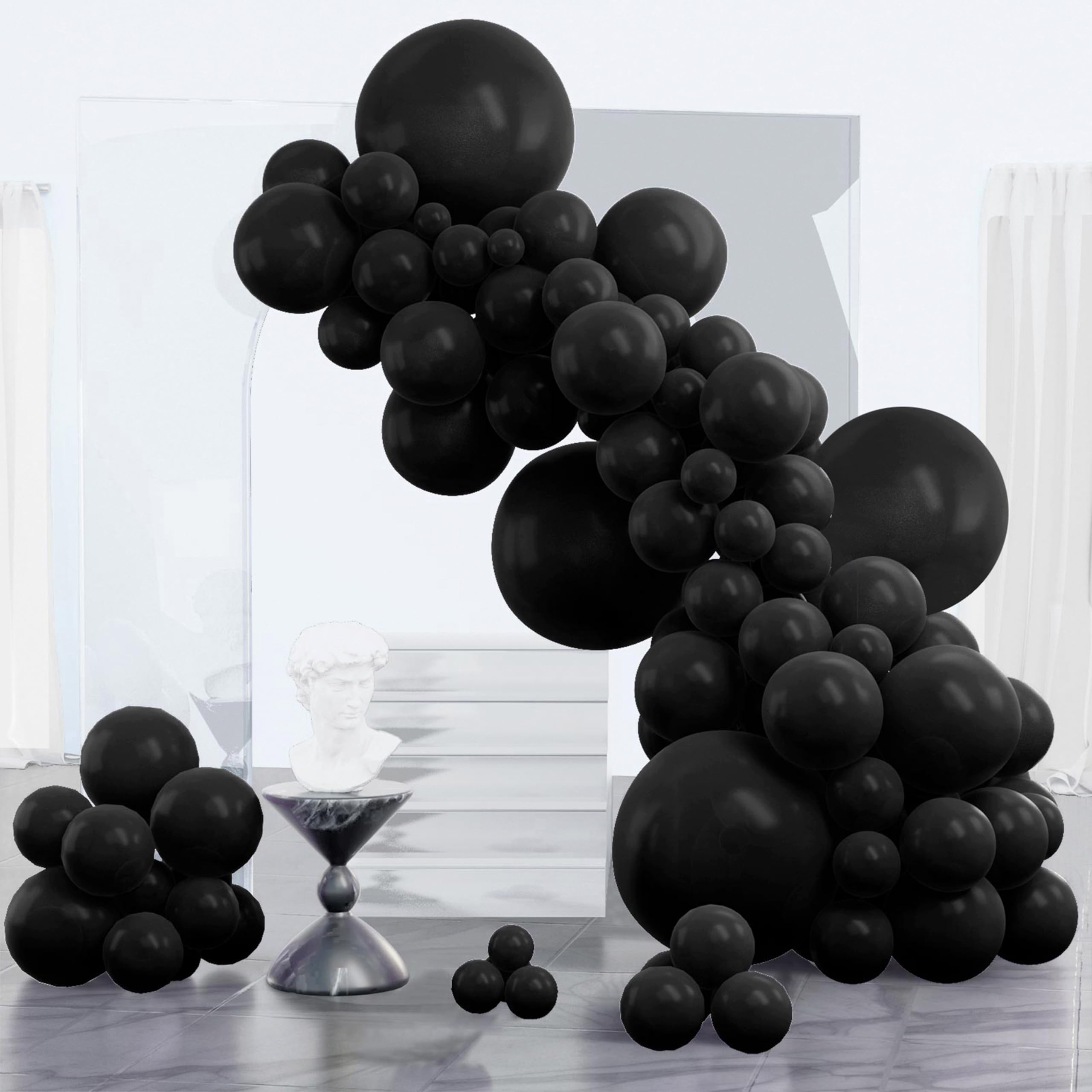 PartyWoo Black Balloons 152pcs Different Sizes of 18 12 10 5 Inch | Balloons for
