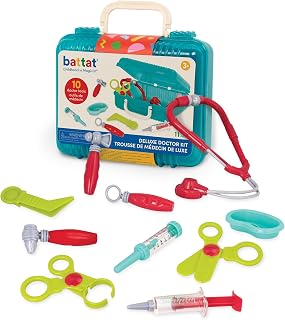 Battat Doctor Kit, Deluxe Pretend Play Set with Carry Case, Playset | Pretend play doctor set with carry case, stethoscope, syringe, thermometer, scissors, and more for house calls, 3+ Years