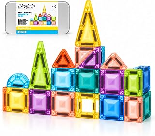 Kasimir Mini Magnetic Tiles for Kids, 46Pcs Magnetic Blocks with Travel Tin
