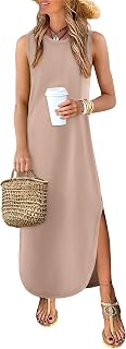 ANRABESS Women Summer Sundress Wrinkle Free Sleeveless Maxi Dress &Pockets