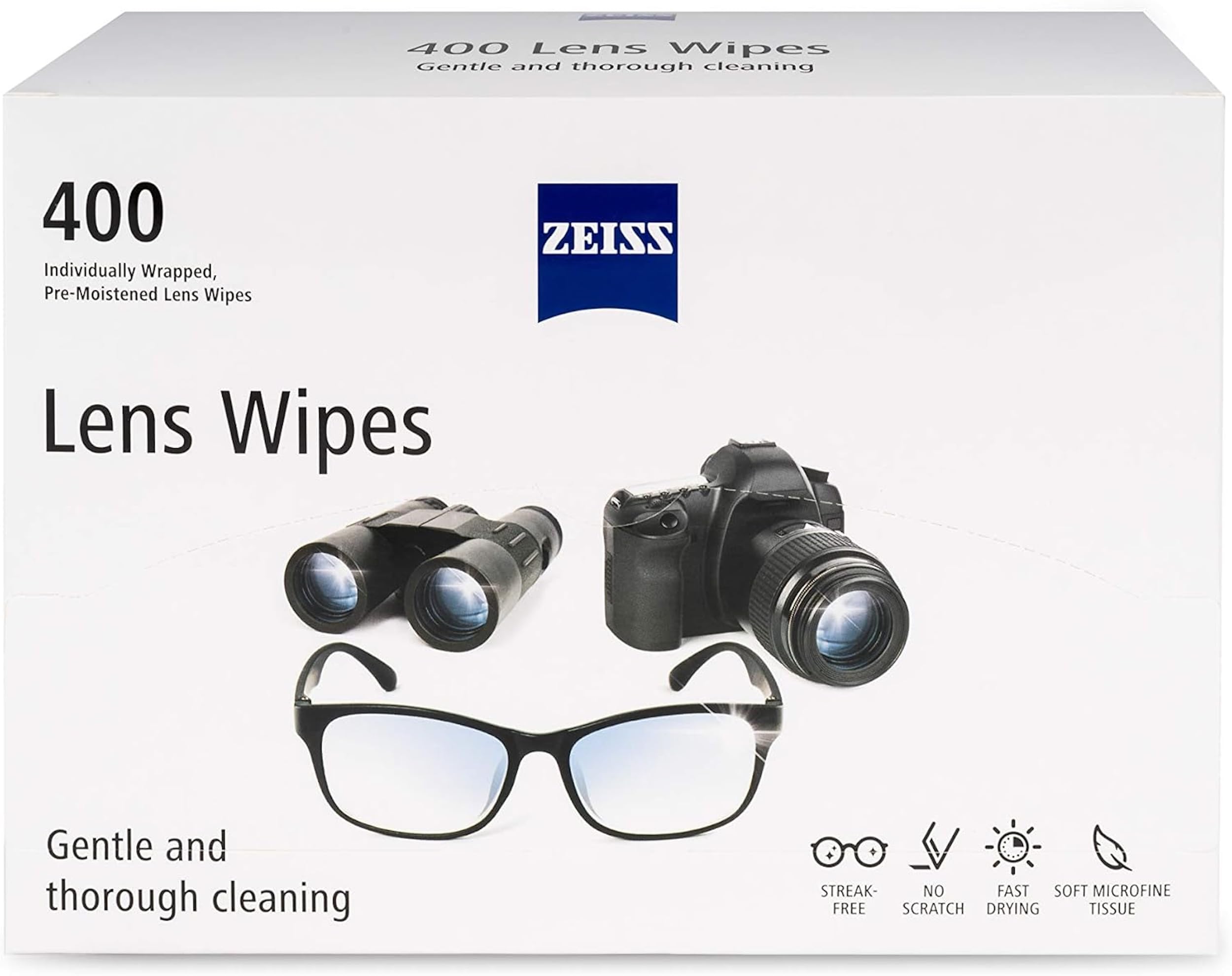 ZEISS Pre-Moistened Lens Cleaning Wipes, 400 Count | Disposable, Single Use Lens