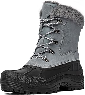 Kelway Men’s Winter Boots, Insulated Waterproof Leather & Suede Snow Boots with Anti-Slip Rubber Sole, Cold Weather Outdoor Hiking Shoes