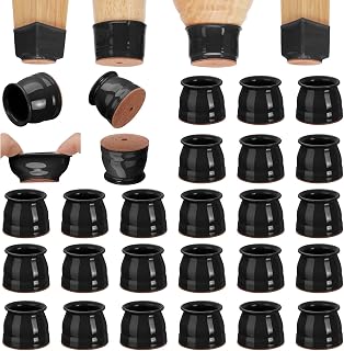 CHUNZEXI 24 Pack Chair Leg Floor Protectors, Universal L Black, Silicone