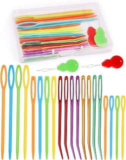 Bupete 25 Pcs Yarn Needles Metal Tapestry Needle Crochet Needles for Yarn | Large Eye Sewing Needles, Curved Darning Needles, Plastic Needles, Knitting Needles for Sewing, Knitting, Crochet
