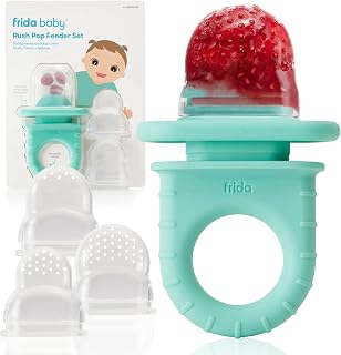 Frida Push Pop Silicone Feeder, Baby Fruit Feeder, 3 Count, BPA Free | Safely Introduce New Foods, Fresh + Frozen, Breastmilk Popsicles, BPA Free, Dishwasher Safe