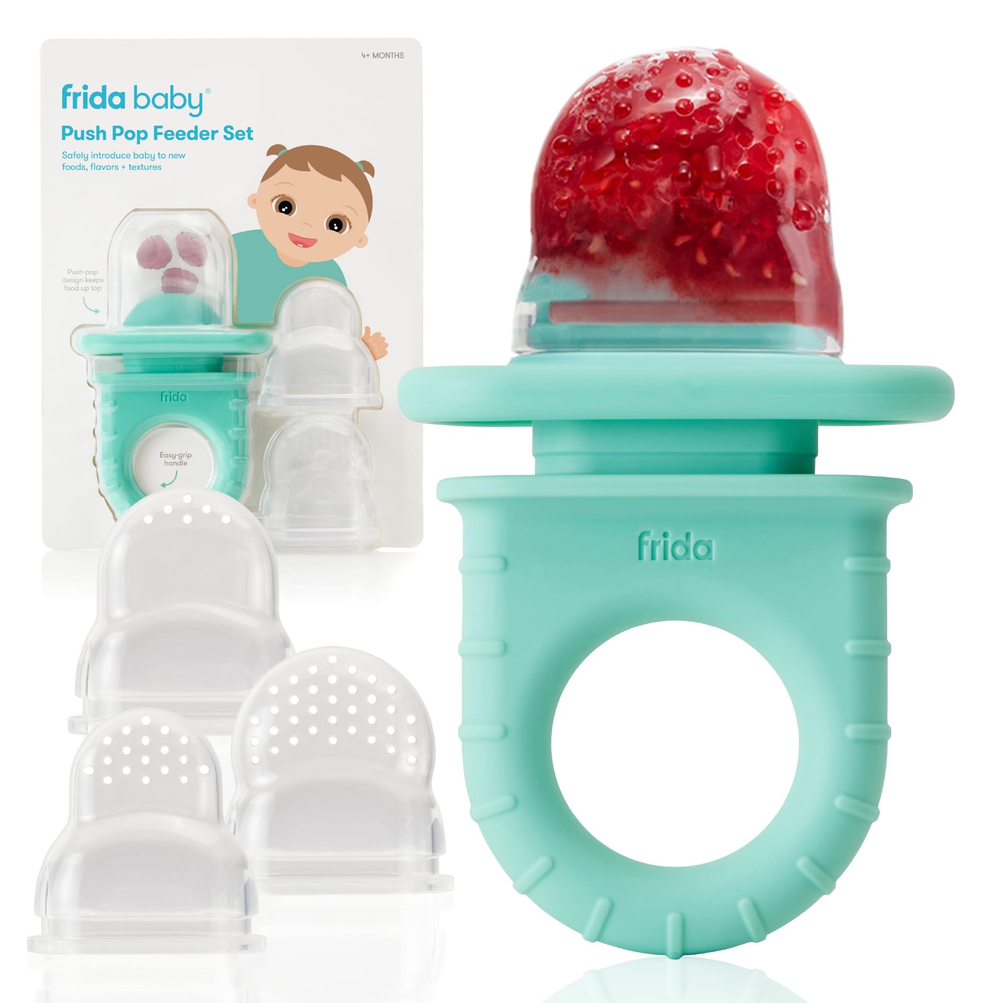 Frida Push Pop Silicone Feeder, Baby Fruit Feeder, 3 Count, BPA Free | Safely In
