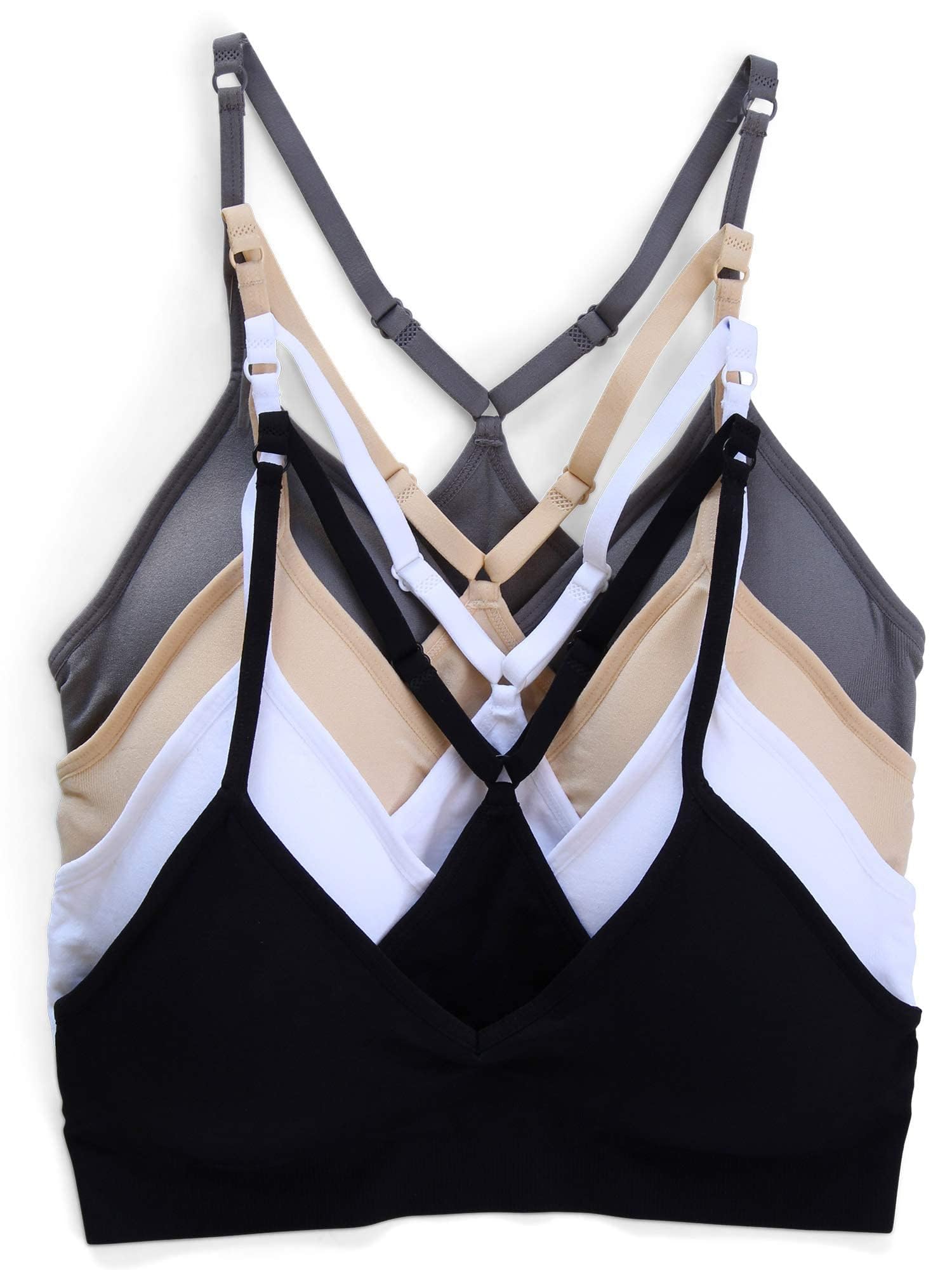 Kalon Women's 4 Pack Racerback Sports Bralette Seamless Comfort Bra