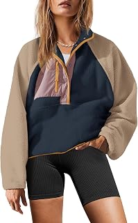 Yanekop Womens Fleece Pullover Jacket Sherpa Sweatshirt with Pockets