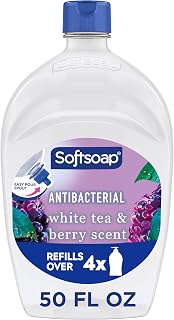 Softsoap Antibacterial Hand Soap Refill, White Tea & Berry Scent, 50 fl oz | Liquid, Paraben-Free, Phthalate-Free, Washes Away Germs, for Bathroom & Kitchen, Daily Handwashing, Gentle on Hands