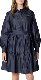 Amazon Essentials Women's Standard Cut Button Down Long Sleeve Denim Cambray Midi Dress