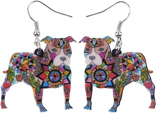 Pitbull Dog Acrylic Drop Earrings for Women