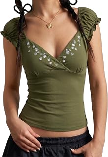 EMMIOL Summer Tops Baby Graphic Tees for Women Y2K Clothing Sewing Short Sleeve Logo Graphic Tee