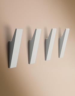 Designfabrik Hamburg Garderobenhaken | 4er-Set Weiß | verdeckte Wandmontage