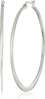 Amazon Essentials Gold Plated or Stainless Steel Flattened Hoop Earrings