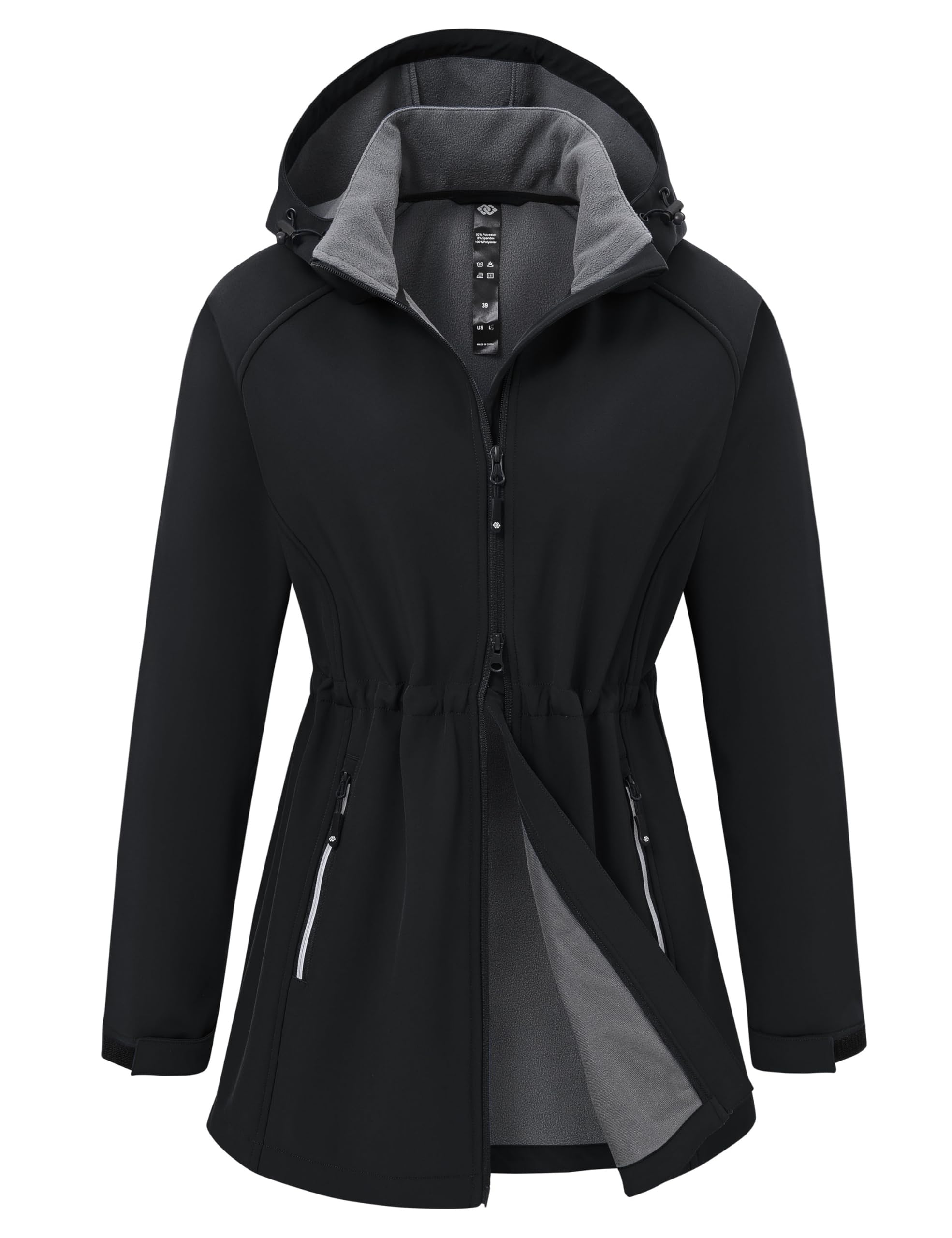 MoFiz Womens Waterproof Softshell Jacket Long Hooded Windbreaker