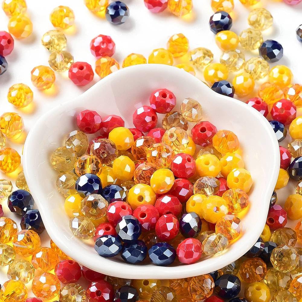 145pcs/60g Faceted Glass Rondelle Beads Assorted Glass Loose Beads for DIY Craft