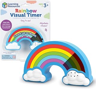 Learning Resources Rainbow Visual Timer for Kids, 5 Settings, Ages 3+ | Visual countdowns help children with time awareness, schedules, and daily tasks, sensory timer for autism, ADHD, calm corners