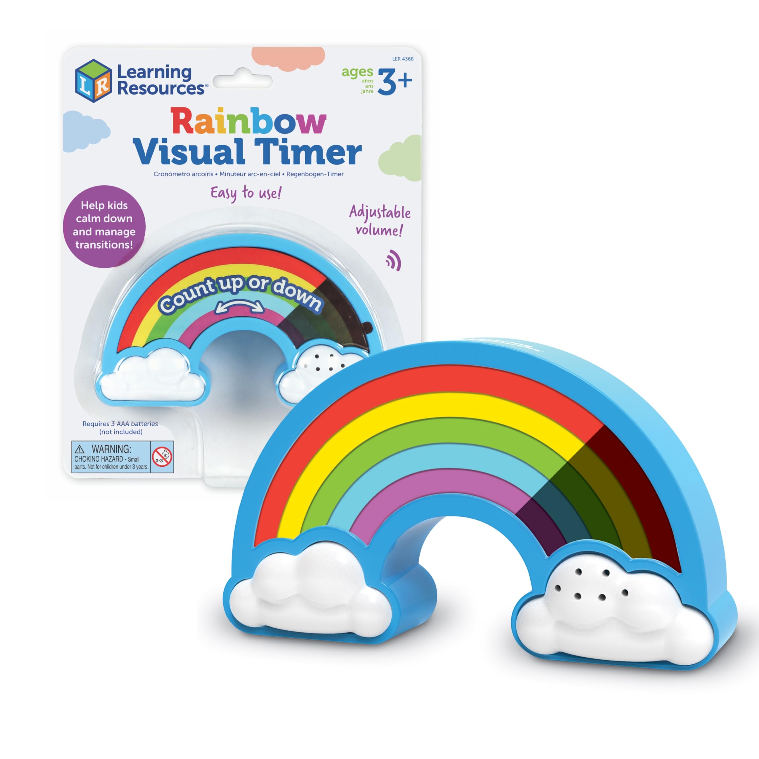 Learning Resources Rainbow Visual Timer for Kids, 5 Settings, Ages 3+ | Visual c