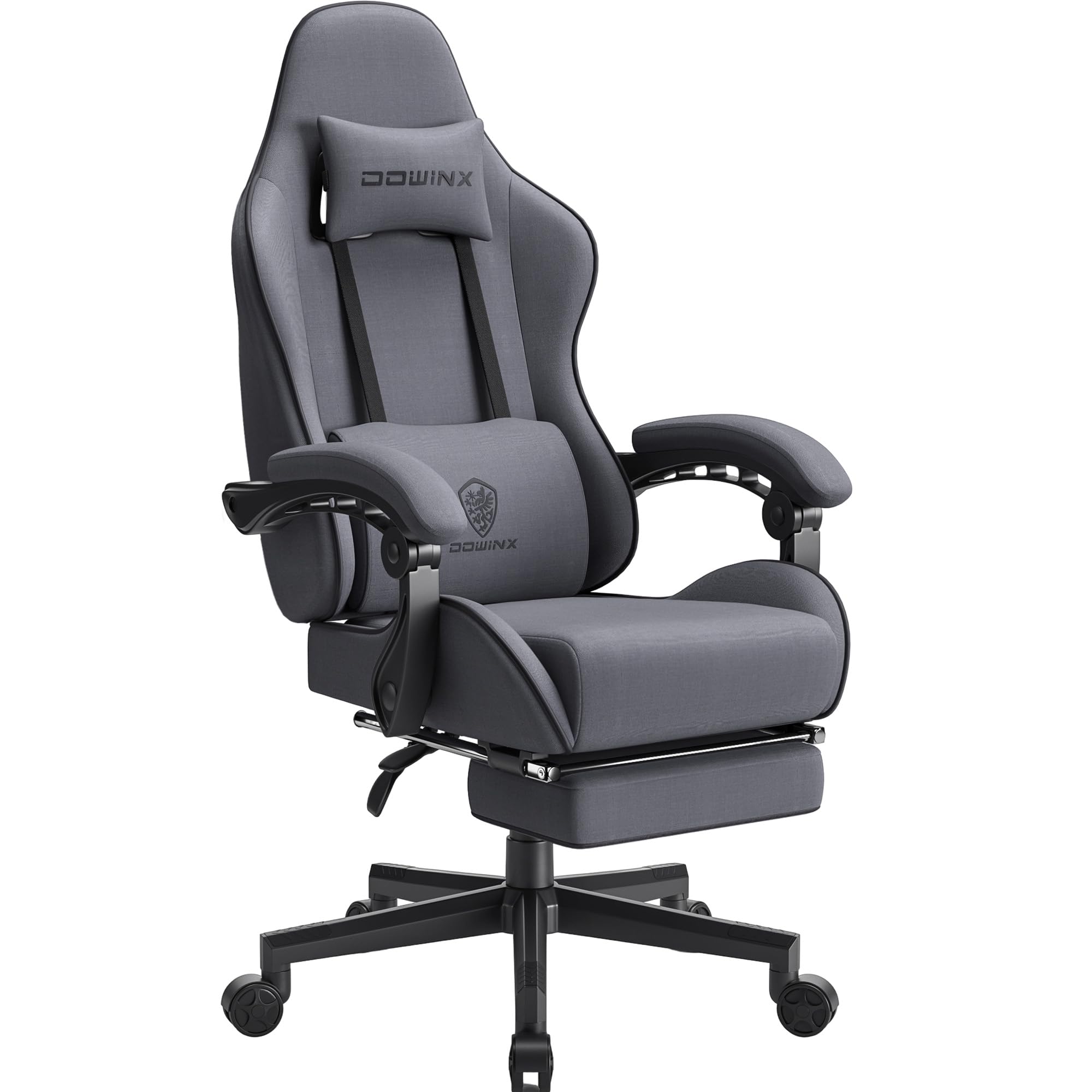 Dowinx Ergonomic Fabric Gaming Chair with Spring Cushion, Gaming Chair with Head