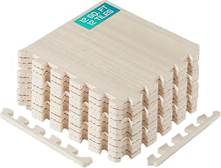 Yes4All EVA Interlocking Foam Floor Tiles, 1.02 m², Light Walnut Wood