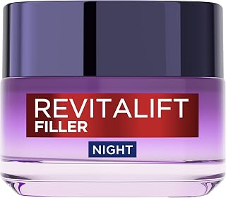 L’Oréal Paris Revitalift Filler Replumping Hyaluronic Acid Night Cream 50ml | Replumping Night Cream, Deeply Moisturises, Visibly replumps Skin, With Micro+Macro-Epidermic Hyaluronic Acid