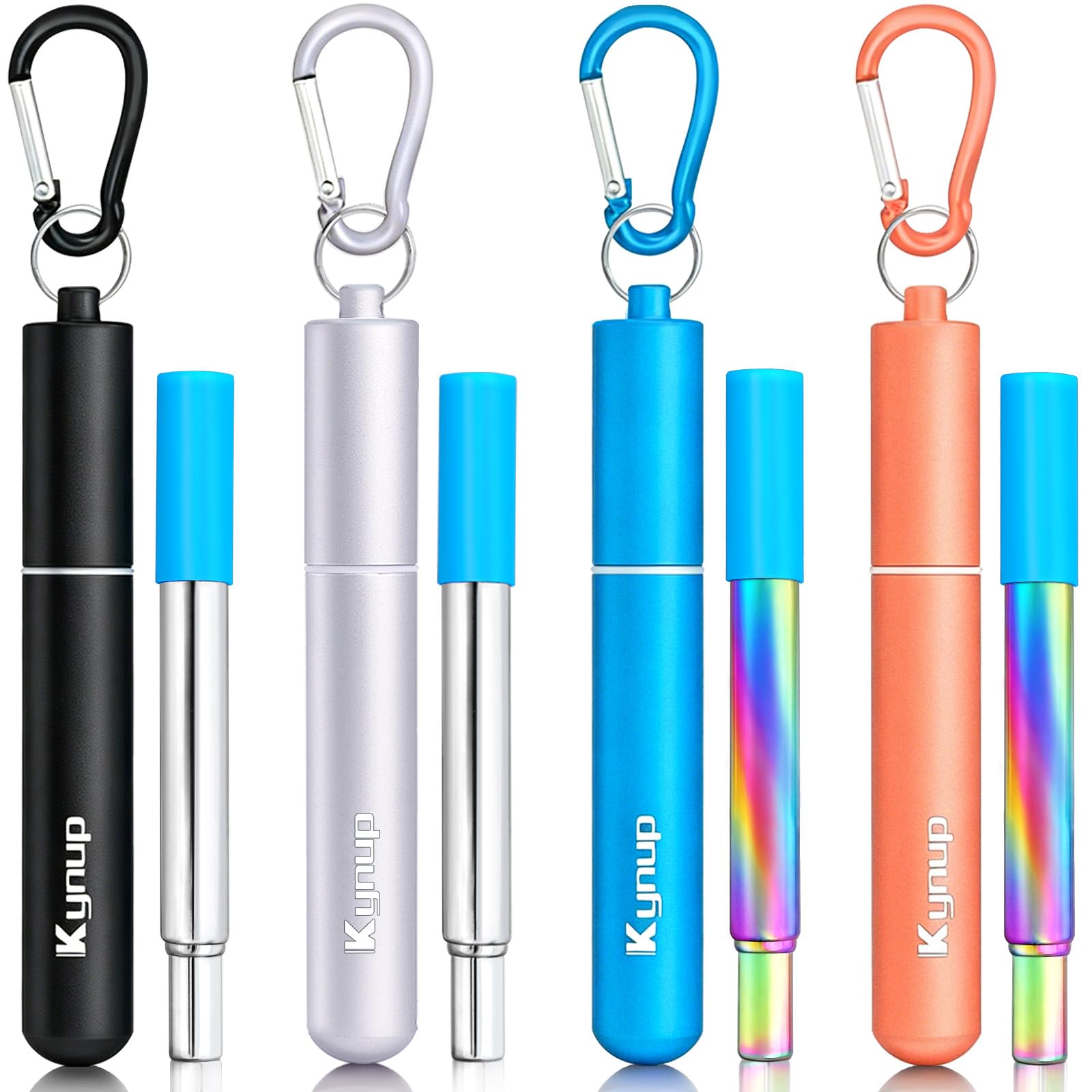 Kynup Reusable Collapsible Metal Straws, Cruise Ship Essentials (4Pack) | Travel