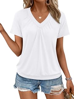 AUTOMET Womens Tops Short Sleeve V Neck T Shirts 2026 Summer Spring Blouses