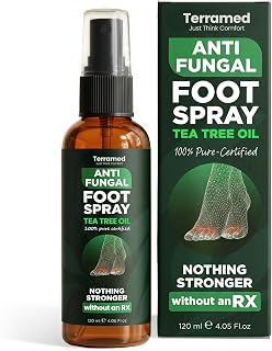Terramed Just Think Comfort Foot Spray with Tea Tree Oil | Antifungal Treatment for Jock Itch, Nail Fungus & Ringworm | Fast Absorbing & Deep Penetrating Relief | Soothes Itching & Burning | 120ml