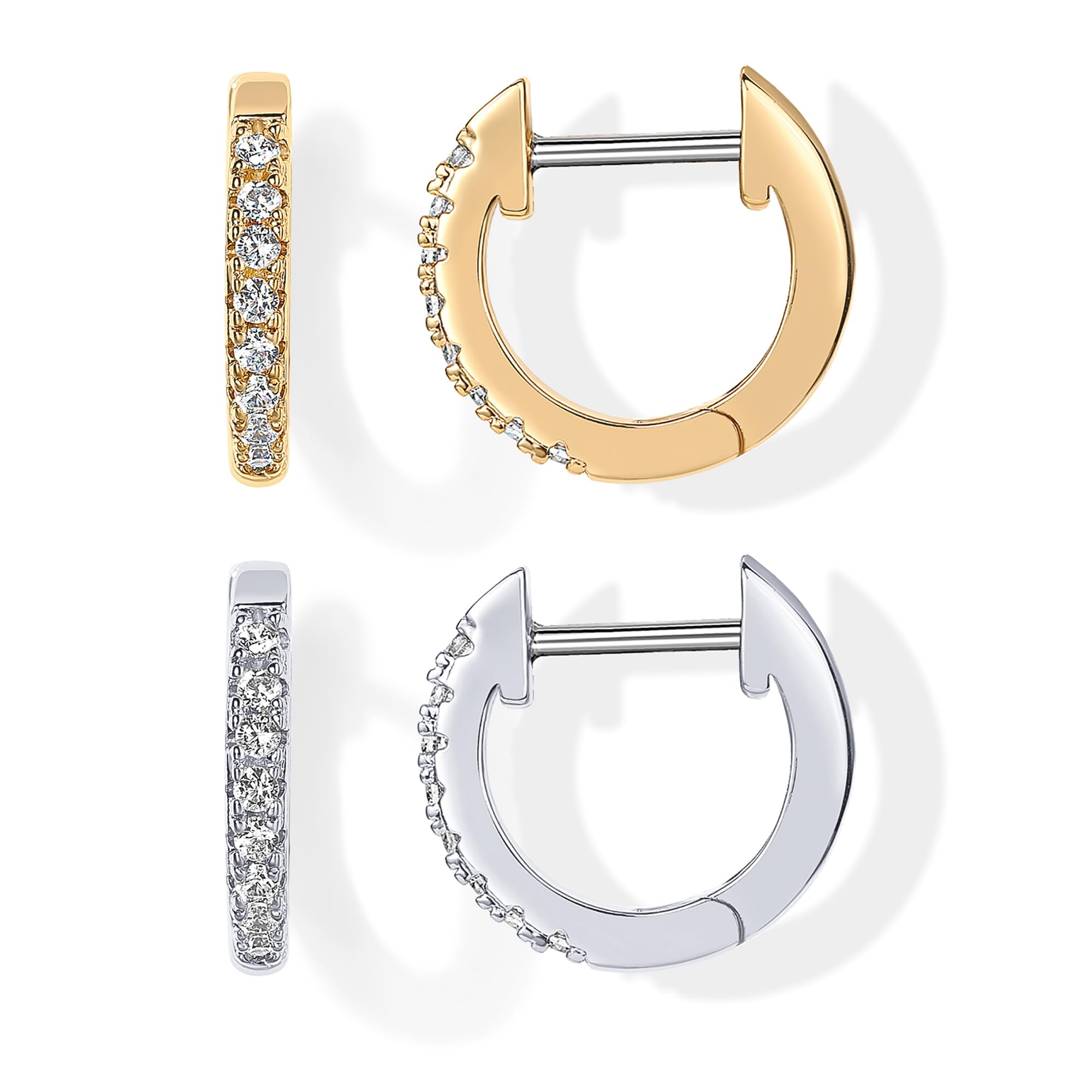 PAVOI Small Gold Hoop Earrings for Women - 14K Gold Plated Huggie Earring