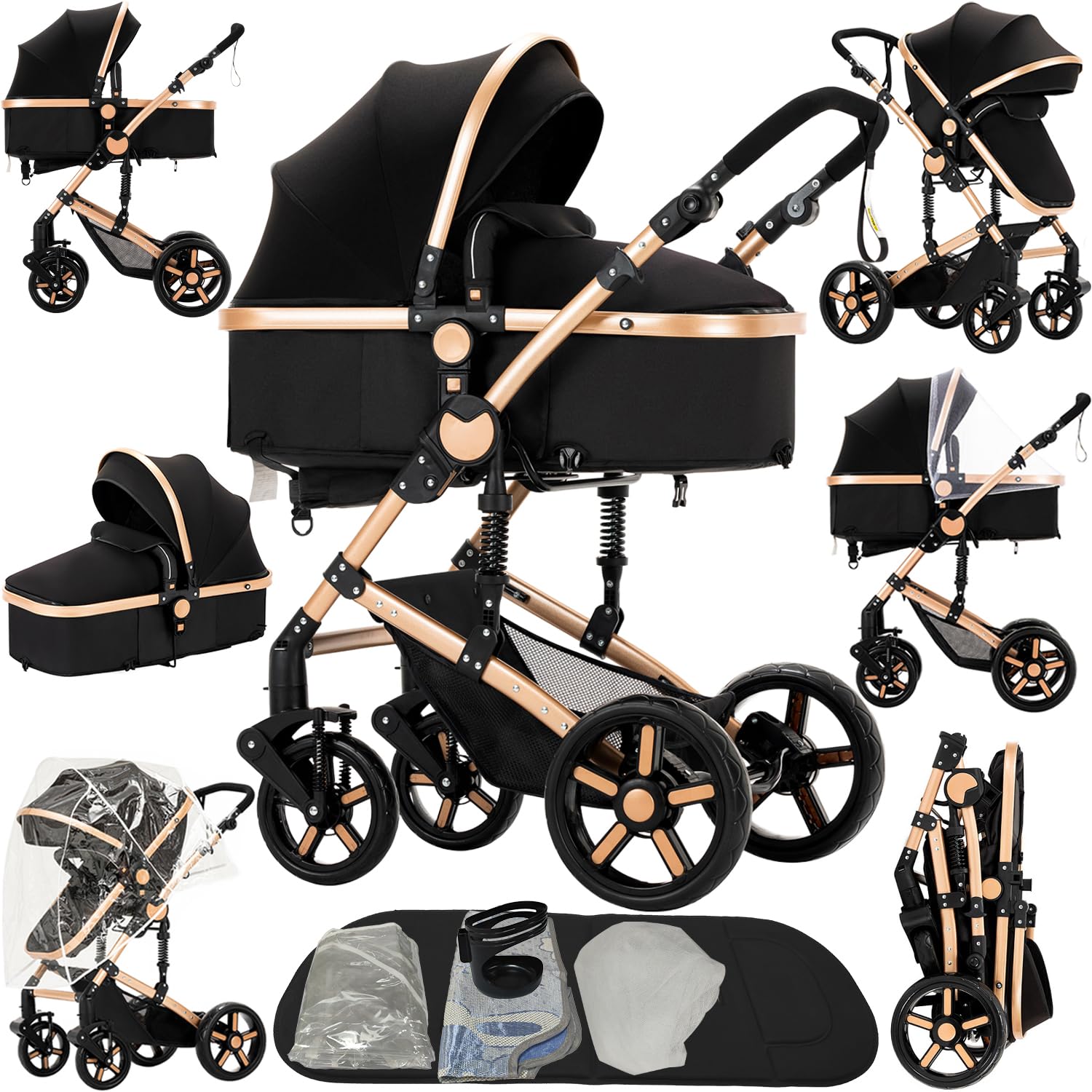 2 in 1 Baby Stroller, Convertible Pram, Reversible Standard Baby Stroller, Porta