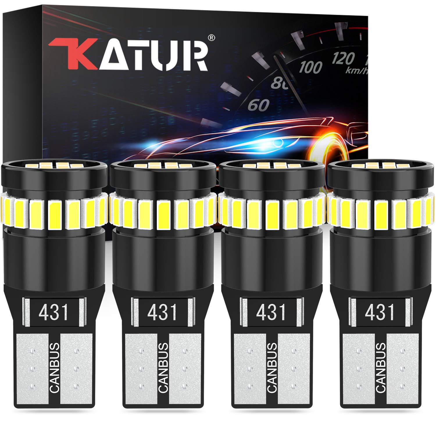 KATUR 194 LED Light Bulb 6000K White Super Bright 168 2825 W5W T10 Wedge 24-SMD 