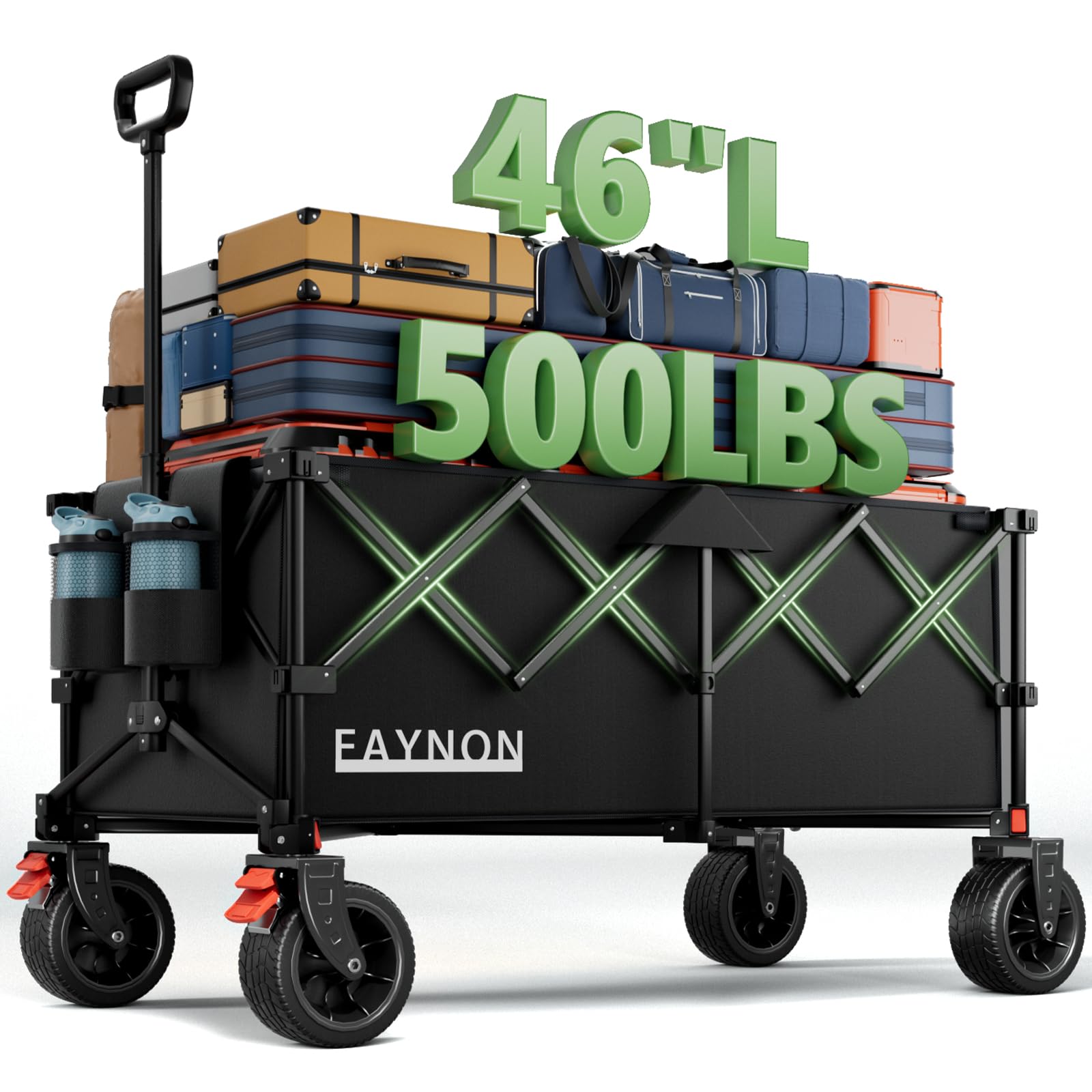 46" L Collapsible Foldable Extended Wagon, 500LB Weight Capacity with 280L Heavy