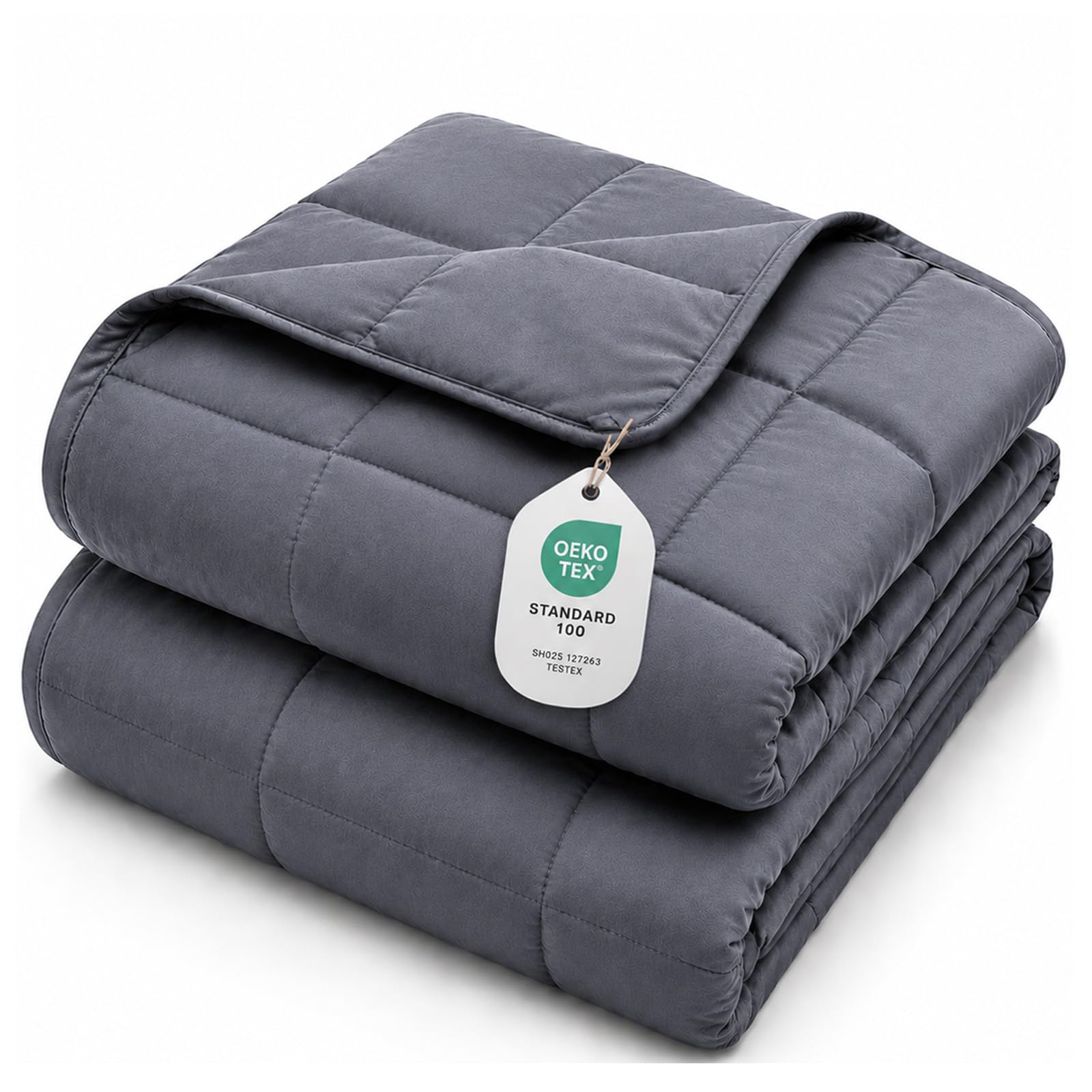 L'AGRATY Weighted Blanket for Adults 15lbs, 48"x72", Dark Grey Twin Full Size He