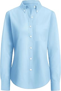 siliteelon Button Down Shirts for Women Oxford Shirt Long Sleeve Classic Wrinkle Free Business Dress Shirts Work Office