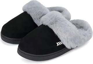 NineCiFun Women and Men Faux Suede House Slippers Slip on Fuzzy Slippers