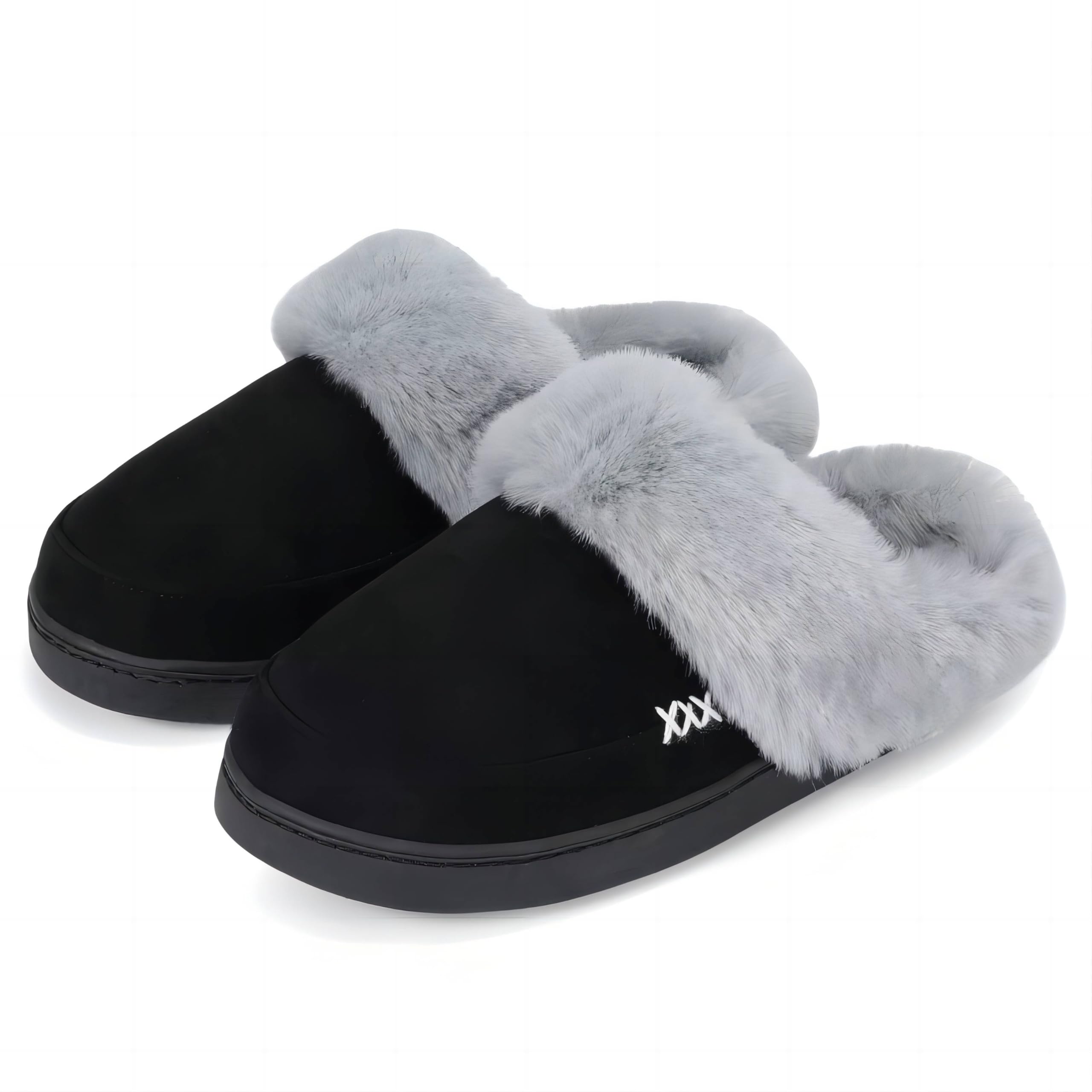 NineCiFun Women and Men Faux Suede House Slippers Slip on Fuzzy Slippers