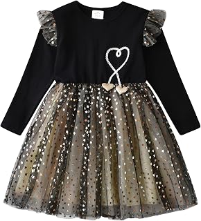 VIKITA Girls and Girls Long Sleeve Striped Cotton T-Shirt Dress, Sh7371
