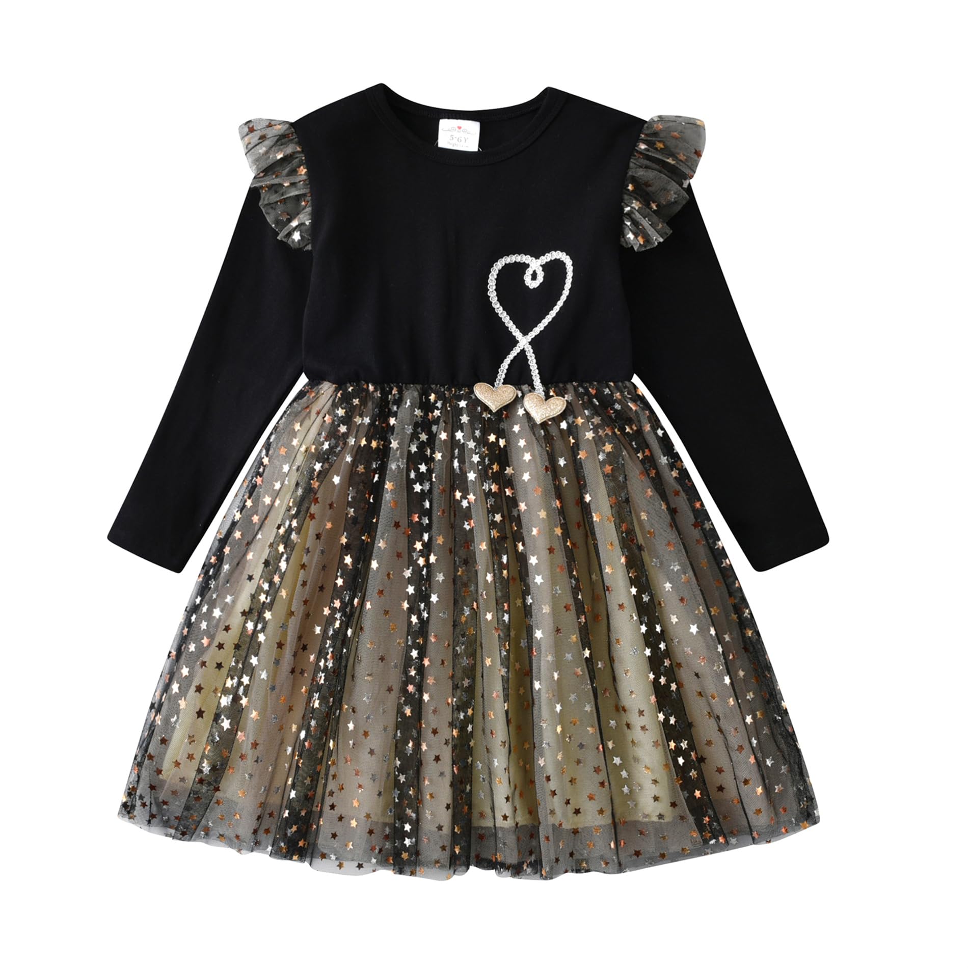 VIKITA Girls and Girls Long Sleeve Striped Cotton T-Shirt Dress, Sh7371