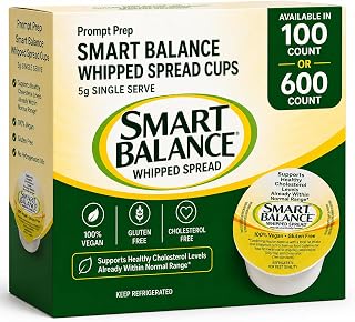 Prompt Prep Smart Balance Whipped Spread Cups, 5g Single Serve – 100 Count Box | Individual Portion Control Butter Spread Cups | Great for Restaurants, Cafeterias, Hotels, Schools, Office Breakrooms & Travel | Includes Prompt Prep Cheese Spoon ( Packaging May Vary )