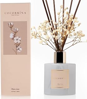 COCORRÍNA Reed Diffuser Set, 200ml Clean Linen Scented Diffuser with Sticks Home Fragrance for Bedroom Bathroom Living Room, Home & Office Decor