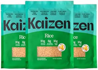 Kaizen Low Carb Rice, 20g High Protein, 6g Net Carb, Original 8 Oz (3-Pack) | High Fiber 15g, Gluten-Free, Keto-Friendly, Plant-Based Lupini Orzo, Non-GMO, Kosher, Unseasoned Base for Bowls