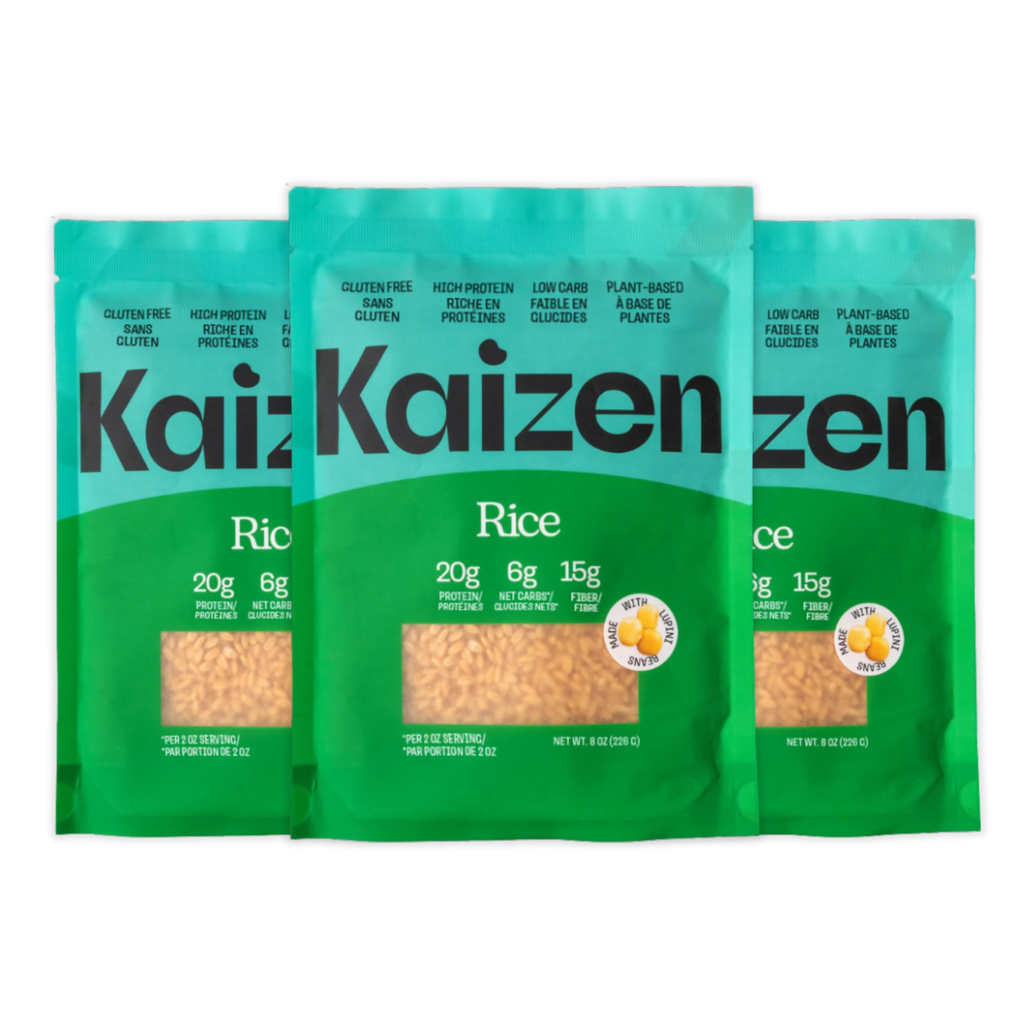 Kaizen Low Carb Rice, 20g High Protein, 6g Net Carb, Original 8 Oz (3-Pack) | Hi