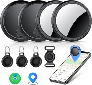 Air Tracker Tags 4 pack, Works with Apple Find My APP (iOS Only), IP67 Waterproof Item Finder with Replaceable Battery,100dB Sound, Suitable for Luggage, Bags, Wallets, Keys Tracking Tag